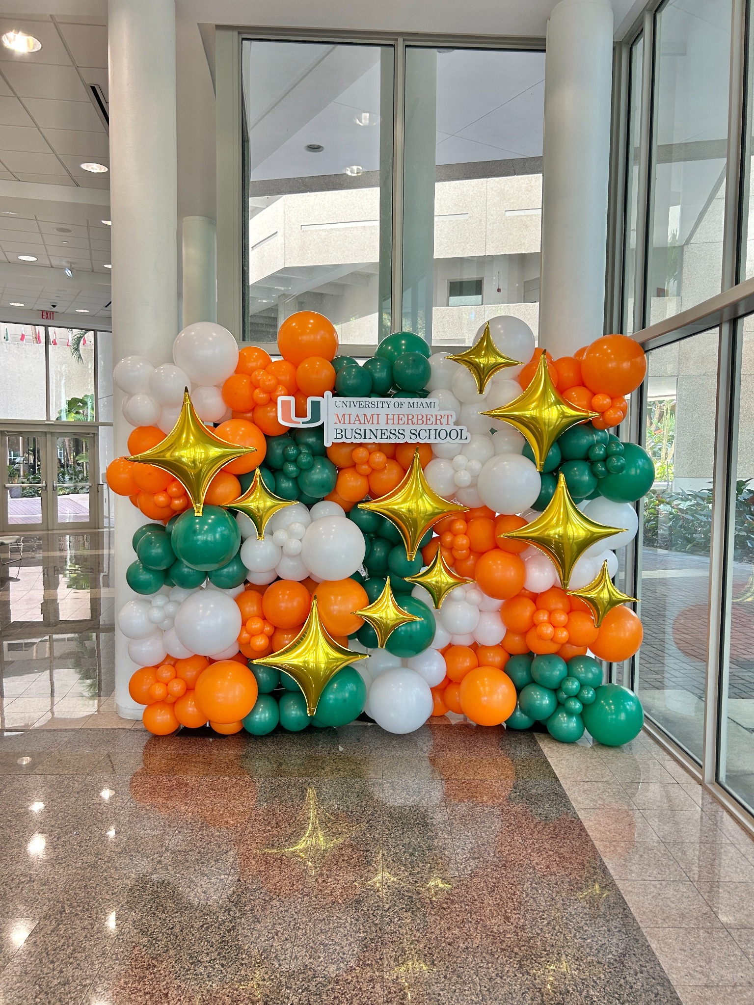 University of Miami branded balloon wall by The Event Edit